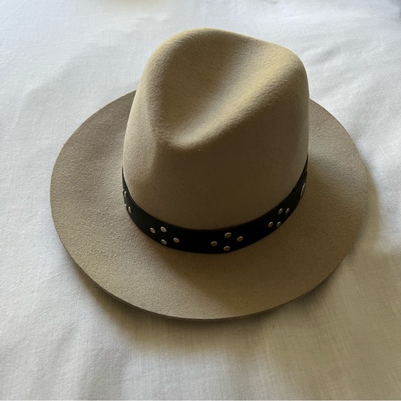 Rag & Bone Floppy Wool Hat with Embellished Leather Trim, M - Picture 1 of 6
